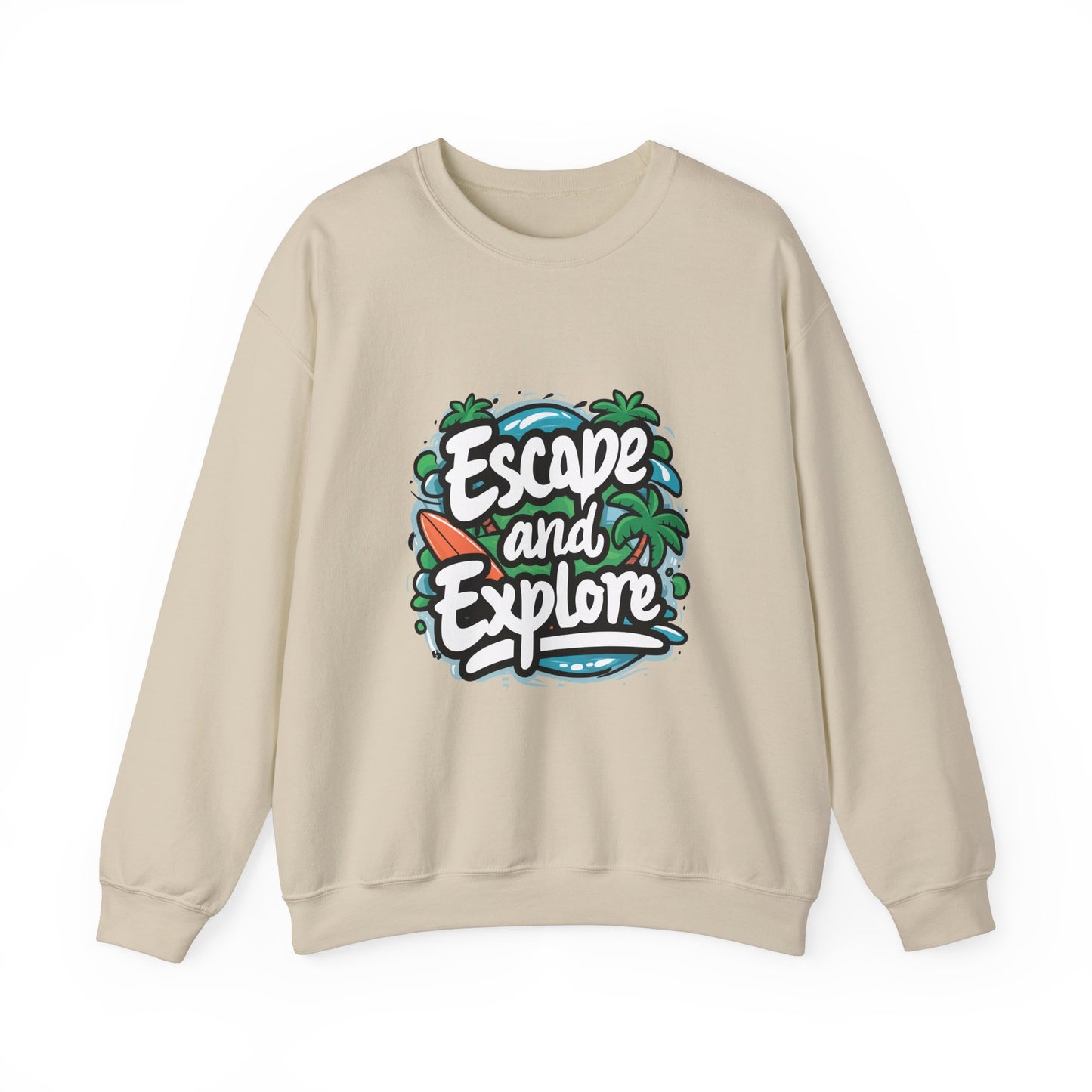 Sudadera unisex con cuello redondo Escape And Explore: la aventura te espera