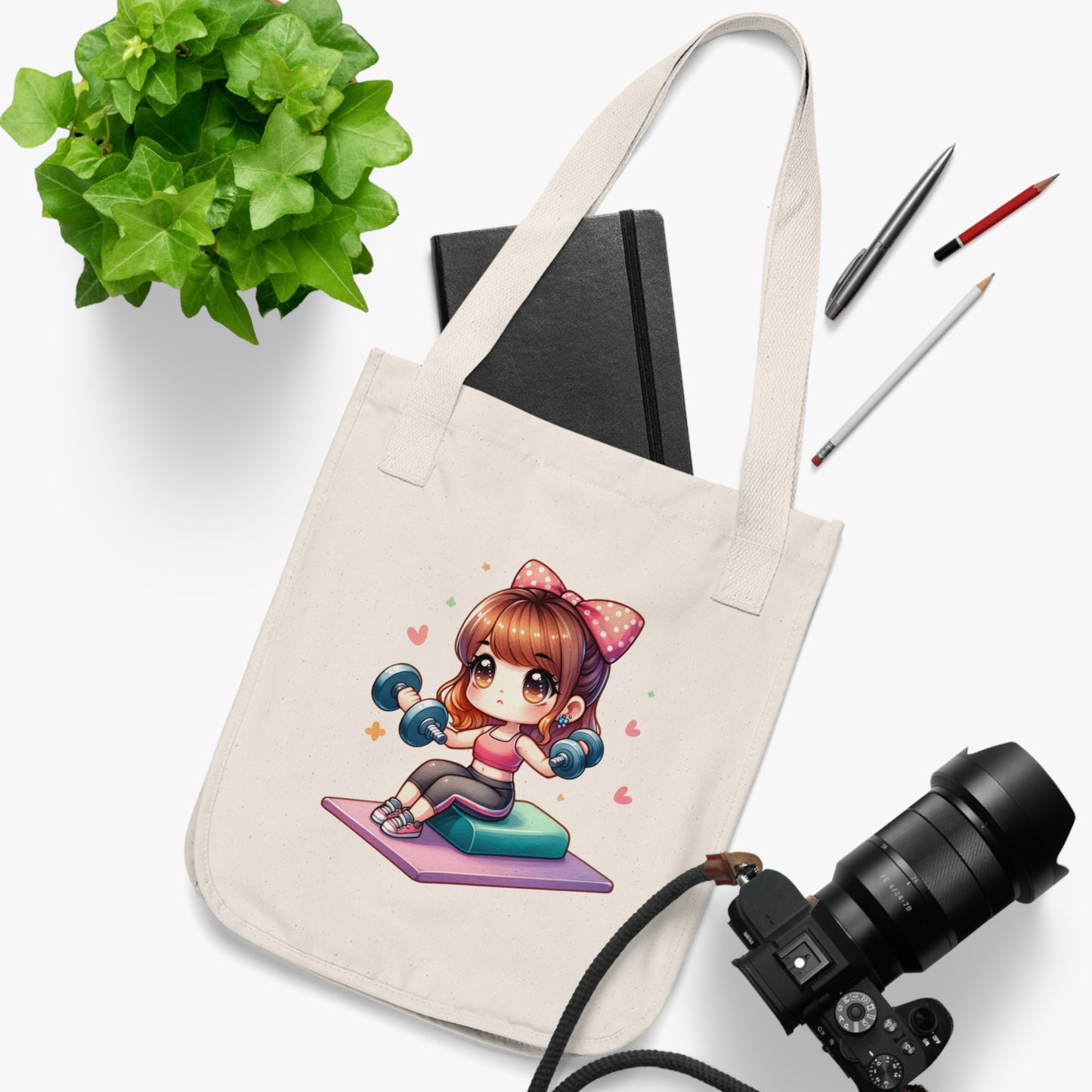 Kawaii Gym Organic Canvas Tote Bag – Lift, Shop & Stay Cute