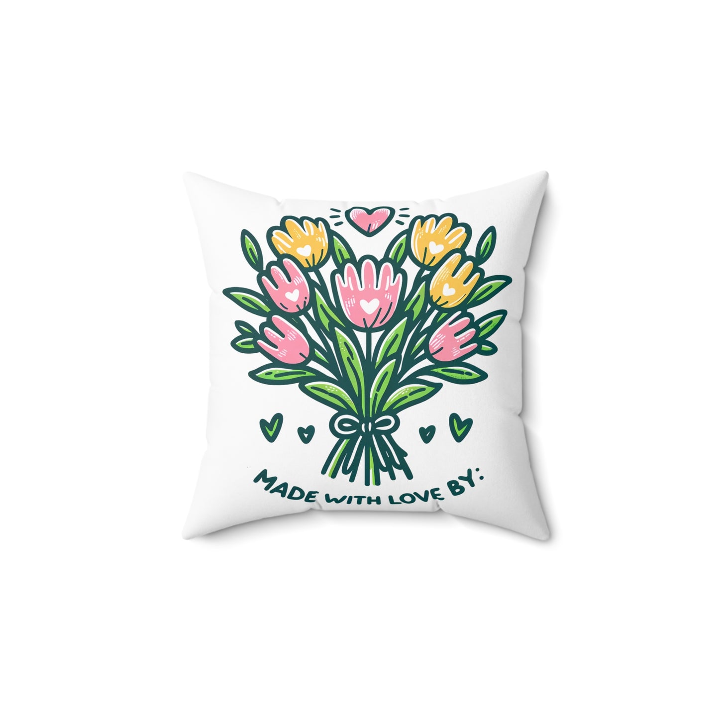 Made With Love by Flowers – Spun Polyester Square Pillow