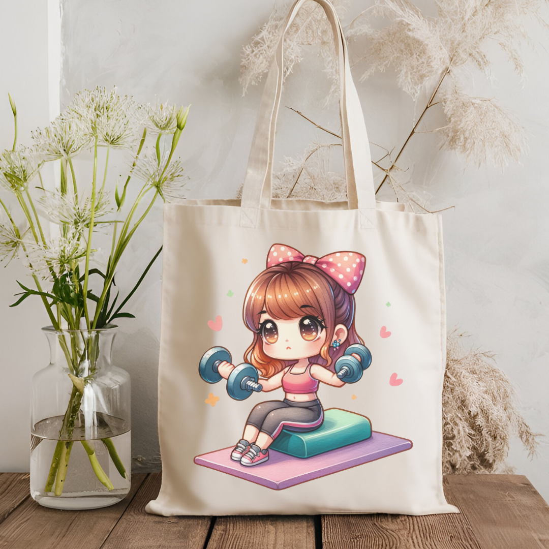 Kawaii Gym Organic Canvas Tote Bag – Lift, Shop & Stay Cute